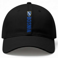 Bosnia Typography Coat of Arms Baseball Cap Golden Lily Shield Modern Graphic