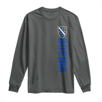 Bosnia Typography Coat of Arms Long Sleeve Shirt Golden Lily Shield Modern Graphic
