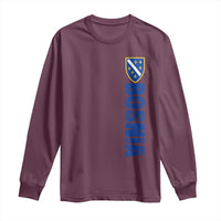 Bosnia Typography Coat of Arms Long Sleeve Shirt Golden Lily Shield Modern Graphic