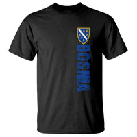 Bosnia Typography Coat of Arms T Shirt Golden Lily Shield Modern Graphic