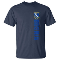 Bosnia Typography Coat of Arms T Shirt Golden Lily Shield Modern Graphic