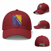 Vintage Grunge Bosnia Herzegovina National Flag Baseball Cap Bosnian Pride Soccer Heritage Sports Fan