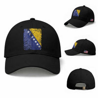 Vintage Grunge Bosnia Herzegovina National Flag Baseball Cap Bosnian Pride Soccer Heritage Sports Fan