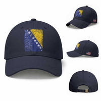 Vintage Grunge Bosnia Herzegovina National Flag Baseball Cap Bosnian Pride Soccer Heritage Sports Fan
