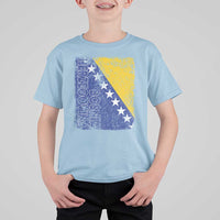 Vintage Grunge Bosnia Herzegovina National Flag T Shirt For Kid Bosnian Pride Soccer Heritage Sports Fan