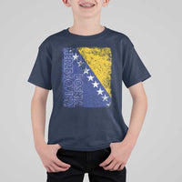 Vintage Grunge Bosnia Herzegovina National Flag T Shirt For Kid Bosnian Pride Soccer Heritage Sports Fan