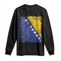 Vintage Grunge Bosnia Herzegovina National Flag Long Sleeve Shirt Bosnian Pride Soccer Heritage Sports Fan