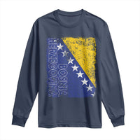 Vintage Grunge Bosnia Herzegovina National Flag Long Sleeve Shirt Bosnian Pride Soccer Heritage Sports Fan