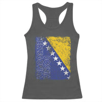 Vintage Grunge Bosnia Herzegovina National Flag Racerback Tank Top Bosnian Pride Soccer Heritage Sports Fan