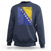 Vintage Grunge Bosnia Herzegovina National Flag Sweatshirt Bosnian Pride Soccer Heritage Sports Fan