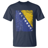 Vintage Grunge Bosnia Herzegovina National Flag T Shirt Bosnian Pride Soccer Heritage Sports Fan
