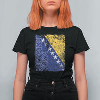 Vintage Grunge Bosnia Herzegovina National Flag T Shirt For Women Bosnian Pride Soccer Heritage Sports Fan