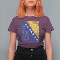 Vintage Grunge Bosnia Herzegovina National Flag T Shirt For Women Bosnian Pride Soccer Heritage Sports Fan