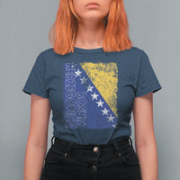 Vintage Grunge Bosnia Herzegovina National Flag T Shirt For Women Bosnian Pride Soccer Heritage Sports Fan