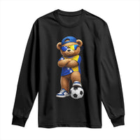 Cool Bosnia Herzegovina Flag Teddy Bear Soccer Fan Long Sleeve Shirt BIH Bosnian Heritage Football Lovers