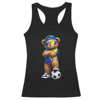 Cool Bosnia Herzegovina Flag Teddy Bear Soccer Fan Racerback Tank Top BIH Bosnian Heritage Football Lovers
