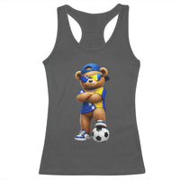 Cool Bosnia Herzegovina Flag Teddy Bear Soccer Fan Racerback Tank Top BIH Bosnian Heritage Football Lovers