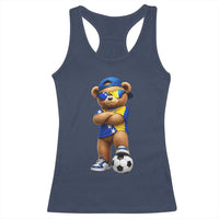 Cool Bosnia Herzegovina Flag Teddy Bear Soccer Fan Racerback Tank Top BIH Bosnian Heritage Football Lovers