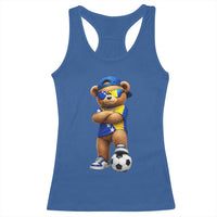 Cool Bosnia Herzegovina Flag Teddy Bear Soccer Fan Racerback Tank Top BIH Bosnian Heritage Football Lovers