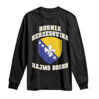 Hajmo Bosno Lets Go Bosnia Herzegovina Flag Long Sleeve Shirt Golden Lily Soccer Football Fan Athletic Graphic