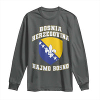 Hajmo Bosno Lets Go Bosnia Herzegovina Flag Long Sleeve Shirt Golden Lily Soccer Football Fan Athletic Graphic
