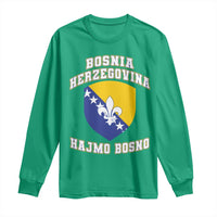 Hajmo Bosno Lets Go Bosnia Herzegovina Flag Long Sleeve Shirt Golden Lily Soccer Football Fan Athletic Graphic
