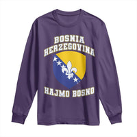 Hajmo Bosno Lets Go Bosnia Herzegovina Flag Long Sleeve Shirt Golden Lily Soccer Football Fan Athletic Graphic