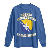 Hajmo Bosno Lets Go Bosnia Herzegovina Flag Long Sleeve Shirt Golden Lily Soccer Football Fan Athletic Graphic