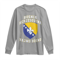 Hajmo Bosno Lets Go Bosnia Herzegovina Flag Long Sleeve Shirt Golden Lily Soccer Football Fan Athletic Graphic