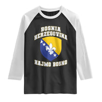Hajmo Bosno Lets Go Bosnia Herzegovina Flag Raglan Shirt Golden Lily Soccer Football Fan Athletic Graphic