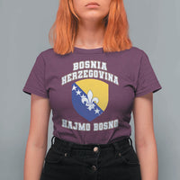Hajmo Bosno Lets Go Bosnia Herzegovina Flag T Shirt For Women Golden Lily Soccer Football Fan Athletic Graphic