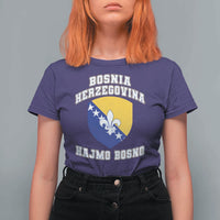 Hajmo Bosno Lets Go Bosnia Herzegovina Flag T Shirt For Women Golden Lily Soccer Football Fan Athletic Graphic