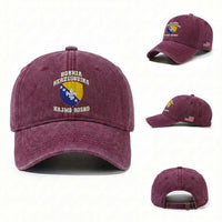 Hajmo Bosno Lets Go Bosnia Herzegovina Flag Washed Cotton Baseball Cap Golden Lily Soccer Football Fan Athletic Graphic