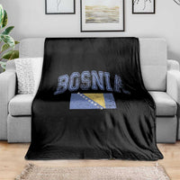 Classic Distressed Bosnia National Flag Varsity Style Throw Blanket Sports Fan Athletic Graphic