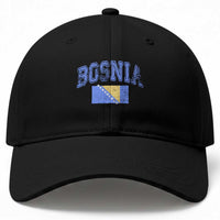 Classic Distressed Bosnia National Flag Varsity Style Baseball Cap Sports Fan Athletic Graphic
