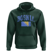 Classic Distressed Bosnia National Flag Varsity Style Hoodie Sports Fan Athletic Graphic