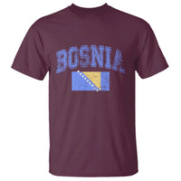 Classic Distressed Bosnia National Flag Varsity Style T Shirt Sports Fan Athletic Graphic