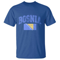 Classic Distressed Bosnia National Flag Varsity Style T Shirt Sports Fan Athletic Graphic