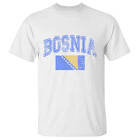 Classic Distressed Bosnia National Flag Varsity Style T Shirt Sports Fan Athletic Graphic