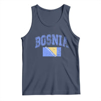 Classic Distressed Bosnia National Flag Varsity Style Tank Top Sports Fan Athletic Graphic