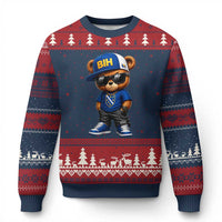 BIH Bosnia Teddy Bear Graphic Ugly Christmas Sweater Golden Lily Heritage Urban Streetwear Style