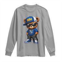 BIH Bosnia Teddy Bear Graphic Long Sleeve Shirt Golden Lily Heritage Urban Streetwear Style