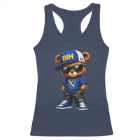 BIH Bosnia Teddy Bear Graphic Racerback Tank Top Golden Lily Heritage Urban Streetwear Style