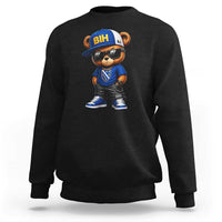 BIH Bosnia Teddy Bear Graphic Sweatshirt Golden Lily Heritage Urban Streetwear Style