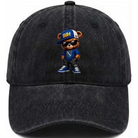 BIH Bosnia Teddy Bear Graphic Washed Cotton Baseball Cap Golden Lily Heritage Urban Streetwear Style