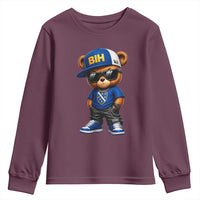 BIH Bosnia Teddy Bear Graphic Youth Sweatshirt Golden Lily Heritage Urban Streetwear Style
