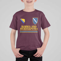 Bosnia Herzegovina Soccer Jersey Style T Shirt For Kid Country Map Heritage Football Fan