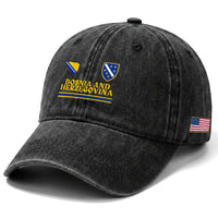 Bosnia Herzegovina Soccer Jersey Style Washed Cotton Baseball Cap Country Map Heritage Football Fan