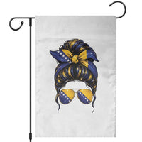 Bosnian Girl Messy Bun Flag Bandana Woman Graphic Garden Flag Bosnia Herzegovina Pride