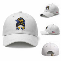 Bosnian Girl Messy Bun Flag Bandana Woman Graphic Baseball Cap Bosnia Herzegovina Pride
